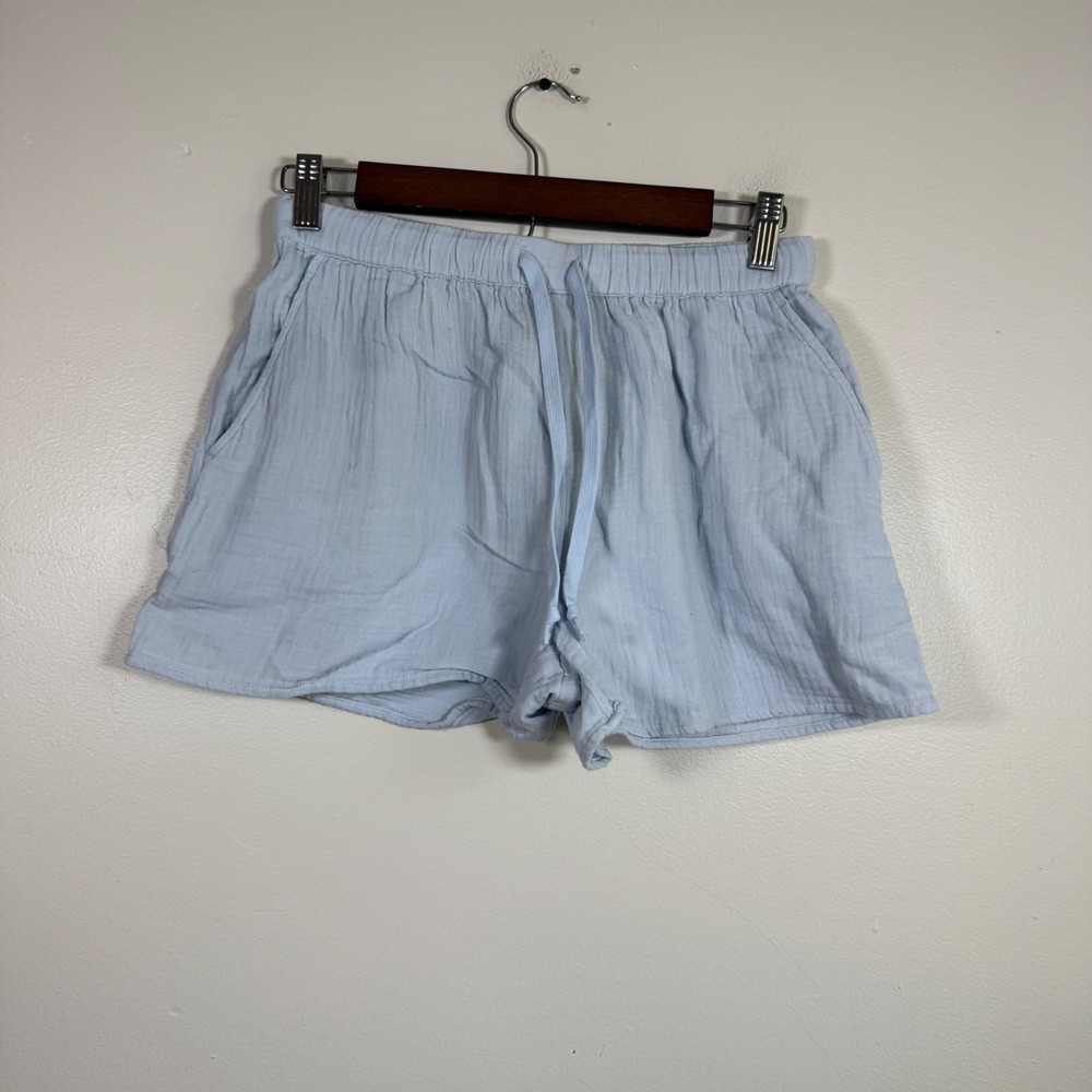Wilfred Free Textured Gauze Drawstring Relaxed Shorts Size XS Light Blue